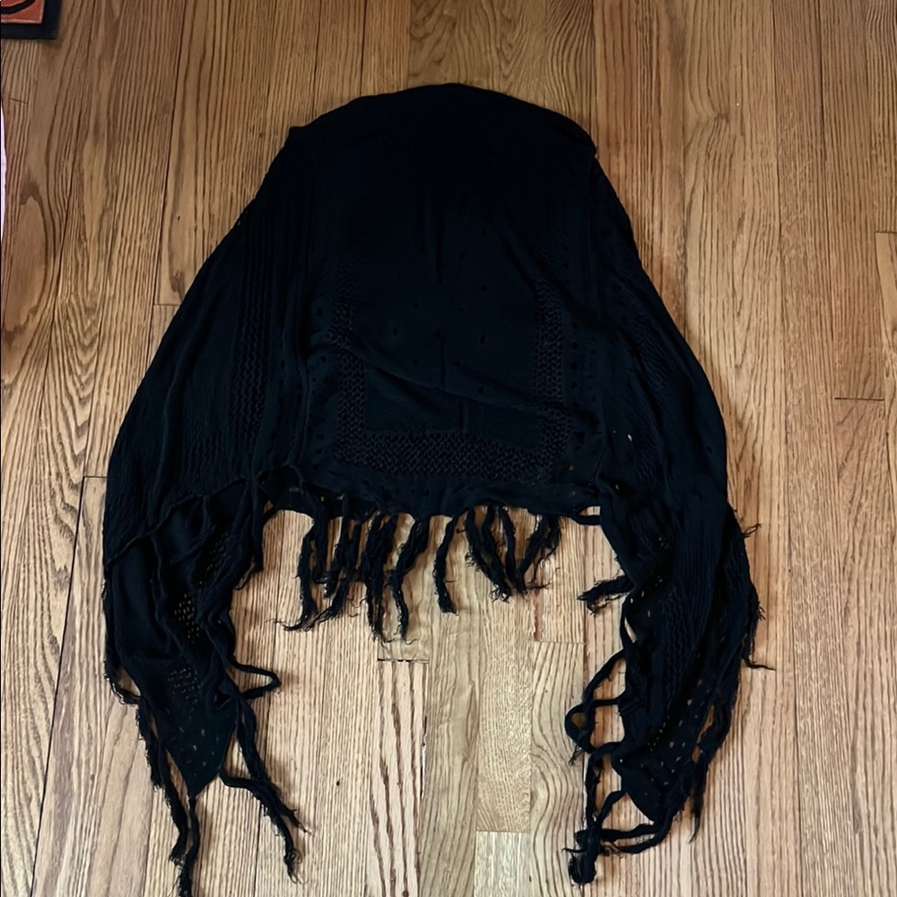 SHEIN Black Knit Shawl with Fringe